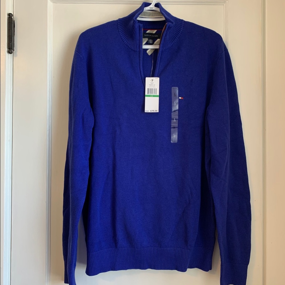 NWT Tommy Hilfiger Blue Quarter-Zip Sweater